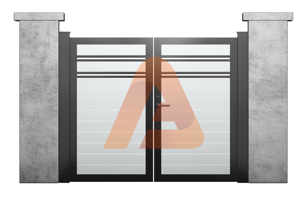 ALU60 Horizontal Pedestrian Gate Double Swing Vinil | Alu 60 Horizontal Vinyl Double Swing Pedestrian Gate | Aluglobusfence.com